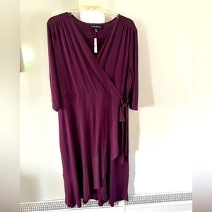 Lane Bryant Plum Midi Wrap Dress. Size 22/24. NWT.
